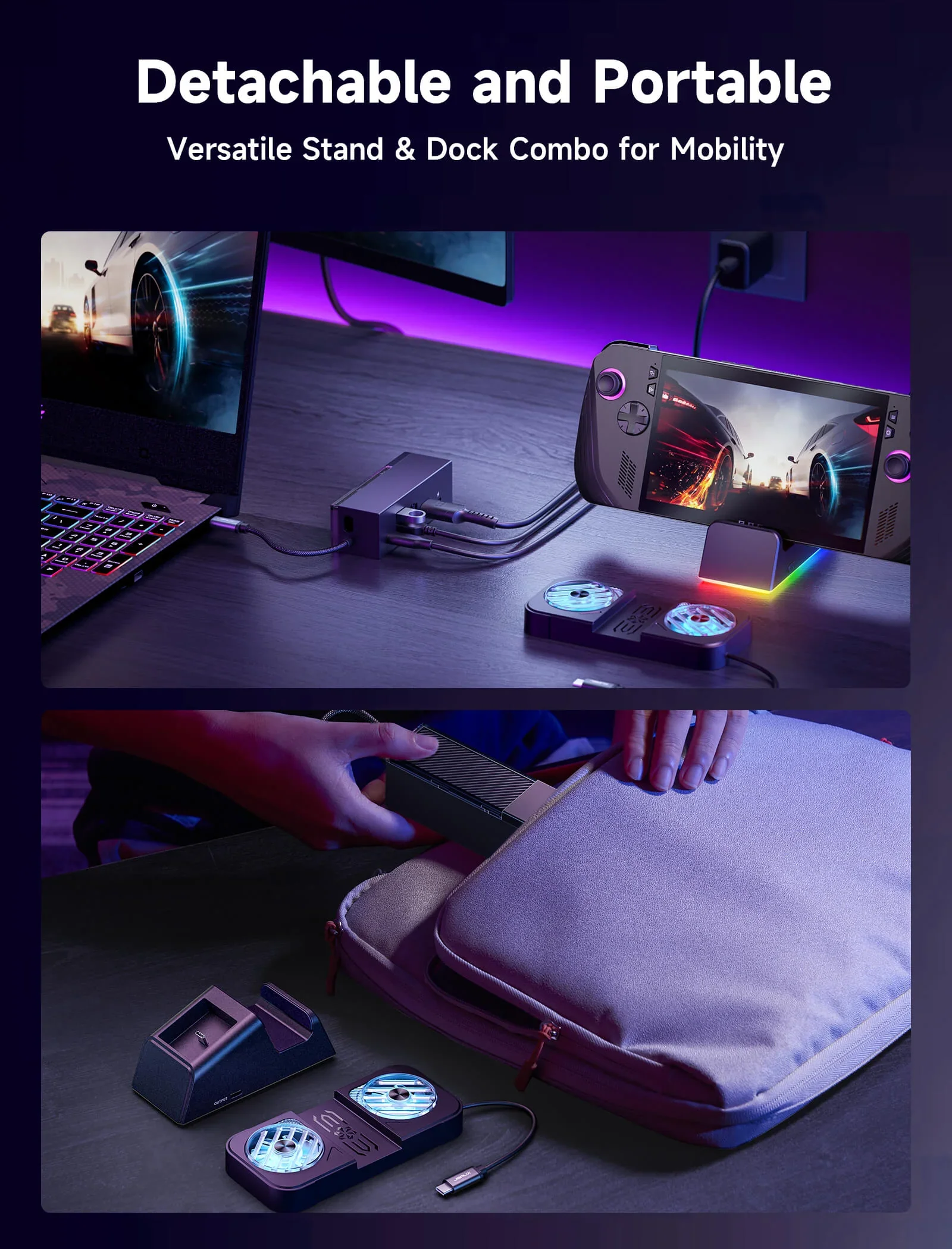 7-in-1 RGB Cooling Docking Station for ASUS ROG Ally X/ROG Ally, RGB ROG Ally X Dock with 4K@120Hz HDMI 2.1, Gigabit Ethernet
