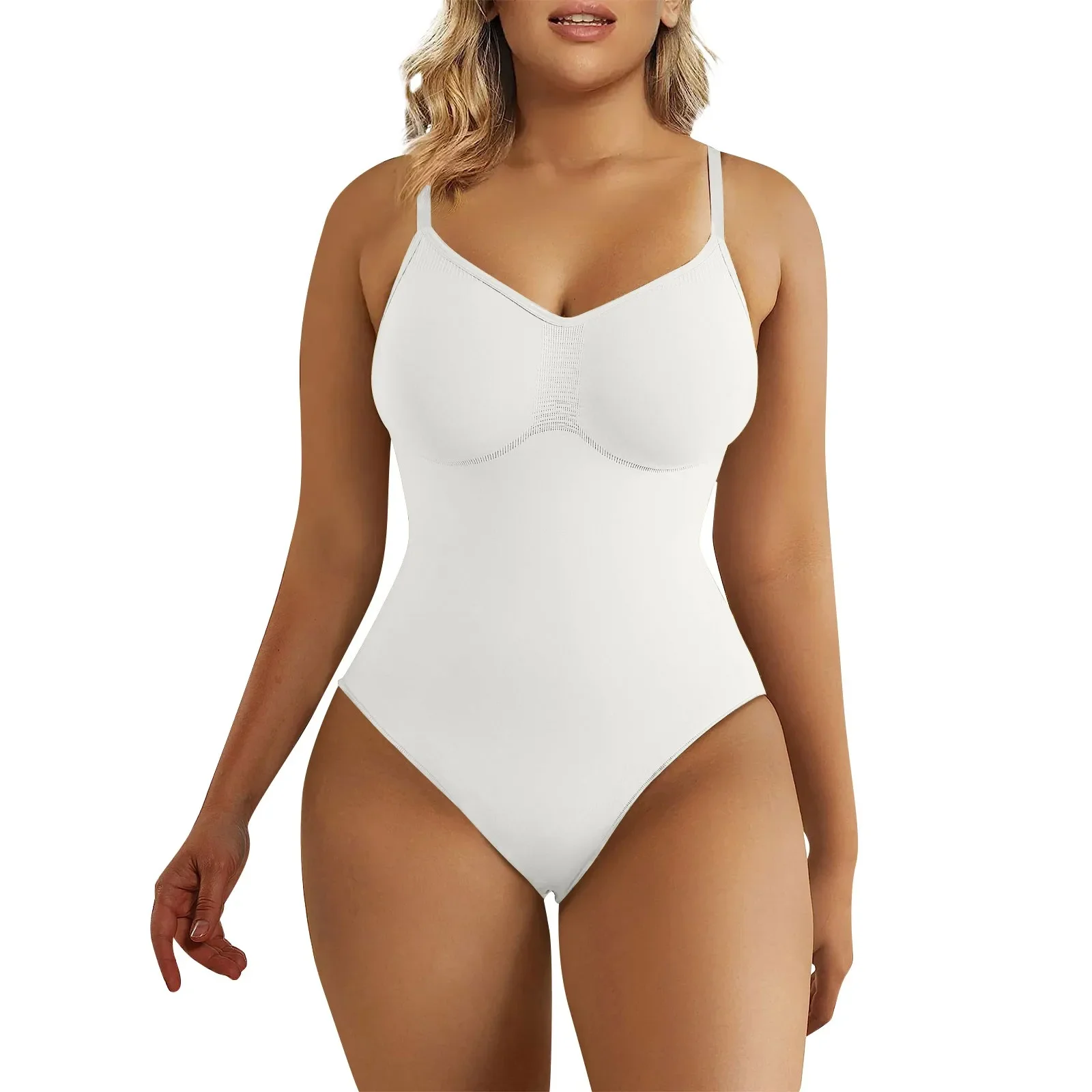 ملابس تشكيل الجسم للسيدات ذات لون سادة بقصة ضيقة وطويلة مثلثة الصدر مع خصر ضيق وأرداف مجموعة سباحة عصرية