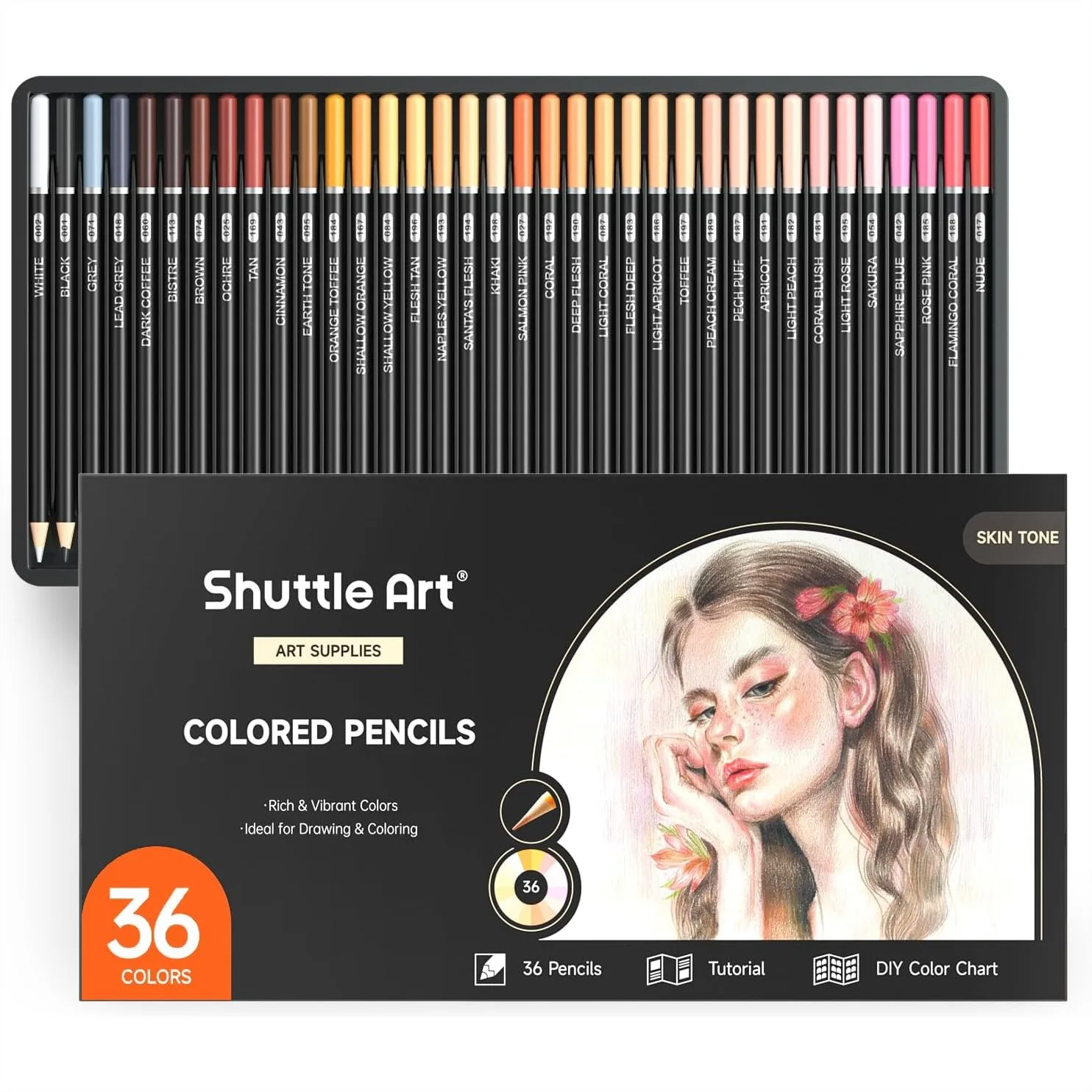 

36 Skin Tone Colored Pencils For Adult Coloring Drawing Sketching With Tutorial And DIY Color Chart