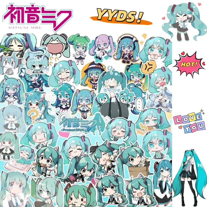 New Hatsune Miku Personality Cartoon Secondary Cute Sticker Kawaii Creative Animation Peripheral Hand Account Decoration Sticker