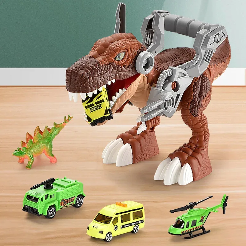 

TEMIKIDS B445 Children'S Dinosaur Toys Mechanical Tyrannosaurus Large-Sized Storage Car Toy Car Set