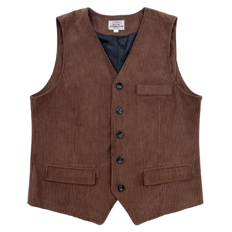 

Mens Corduroy Vest Pocket Splicing Jacket Solid Color Single Breasted Vest Casual Retro Daily Warm Vest