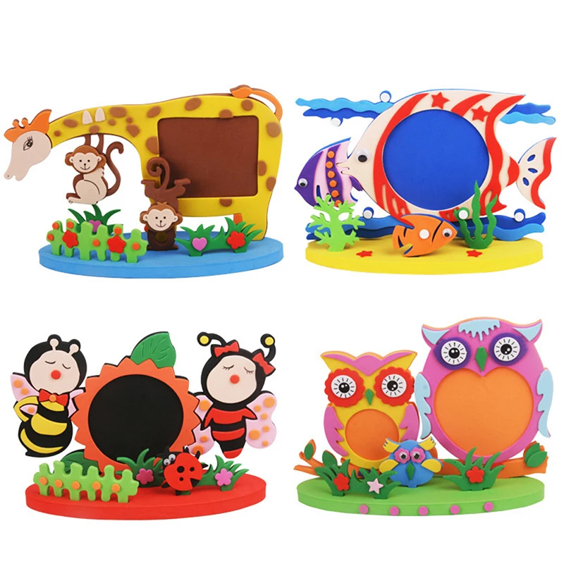 

1Set DIY Cartoon Animal Bee Owl EVA Foam Photo Sticker Photo Frame Crafts Toy Educational Toy For Children Kindergarten Applique