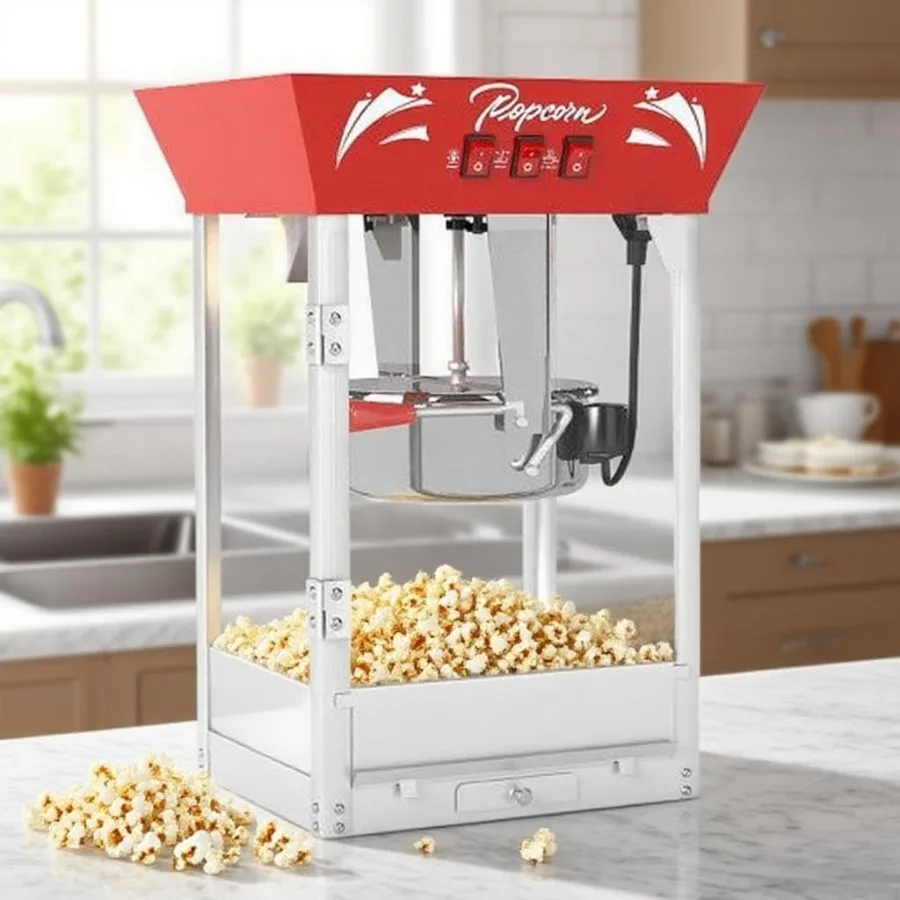

12 Oz Popcorn Machine with 3-Switch Control Tools One-Touch Operation 850W Stainless Steel Kettle Makes Up To 64 Cups Popcorn C