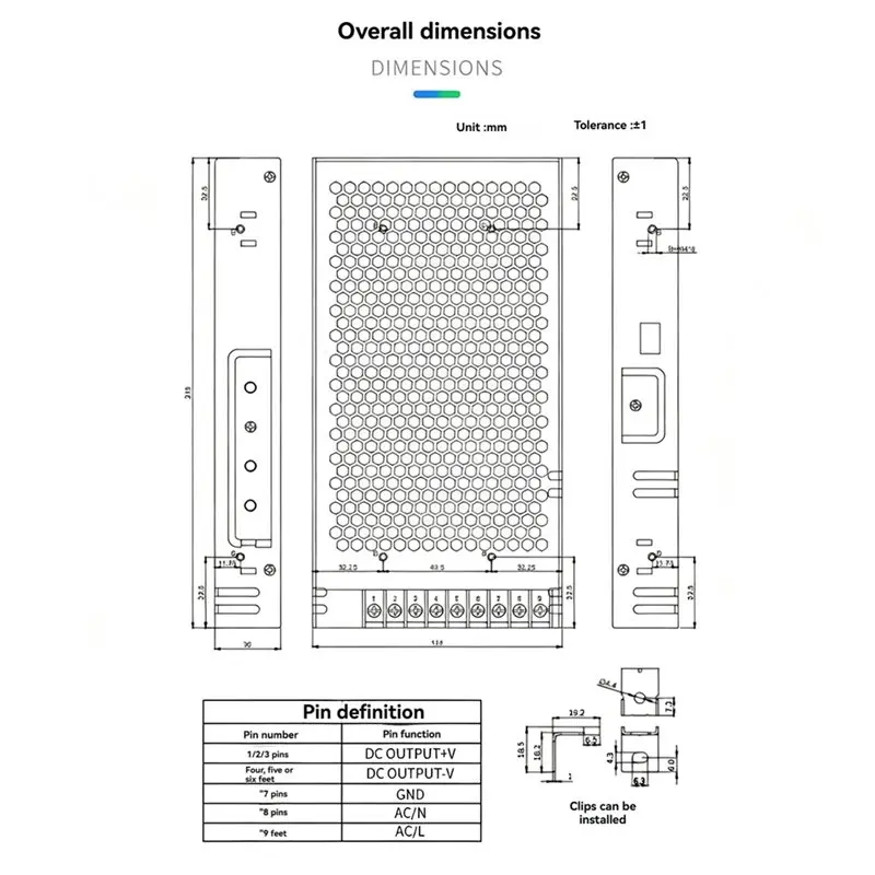 LDHL Ultra-Thin AC DC Transformer 220V To 24V/8.8A 211.2W Switching Power Supply 90-132VAC/180-264VAC