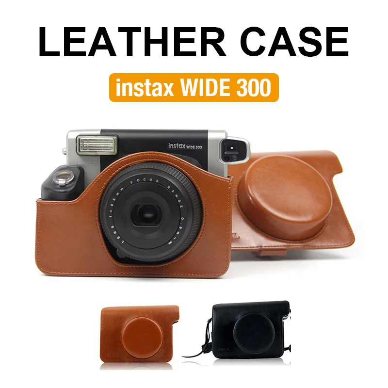 Чехол для камеры Instax Wide 300 из искусственной кожи, мягкий защитный чехол с ремешком CAA34