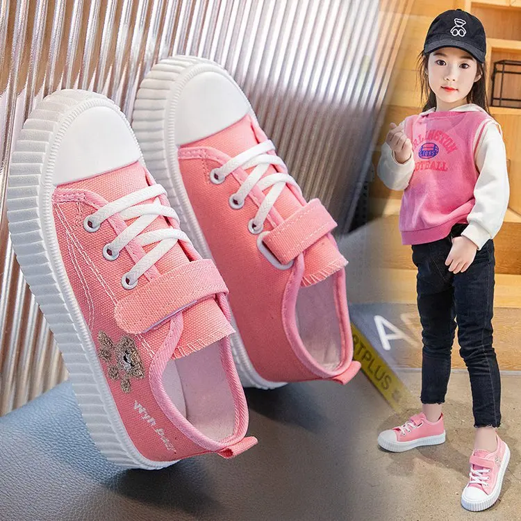 Boys Girls Fashion Board Shoes Kids Student Hook and Loop Slip on Casual Canvas Shoes Children Soft Sole Non Slip Comfort Shoes