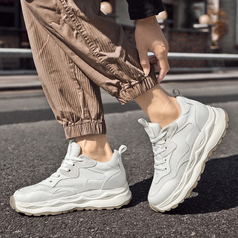 Mens heightening shoes breathable and comfortable increase height by 6/8 centimeters anti slip and durable rubber sole