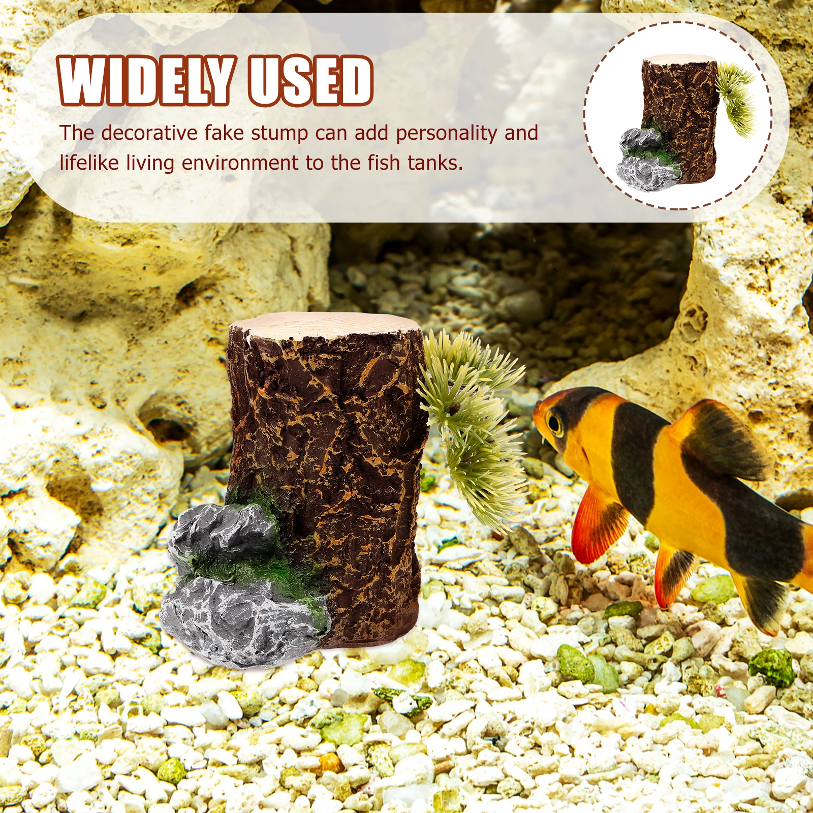 

Simulated Tree Trunk Sinking Artificial Aquarium Stump Desktop Décor Decoration Resin Creative Landscape Fish