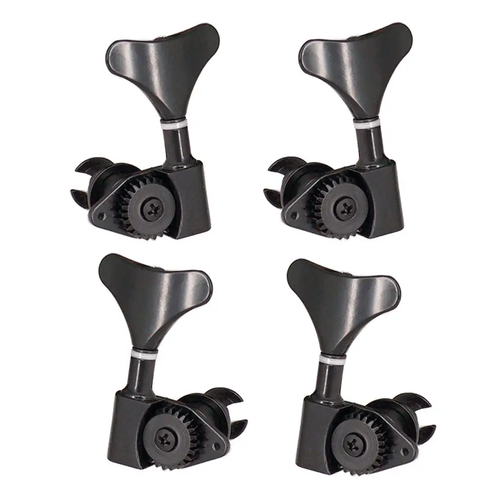 Black Zinc Alloy Sealed Gear Tuning Pegs Set Replacement Right and Left Machine Heads for Electric Bass