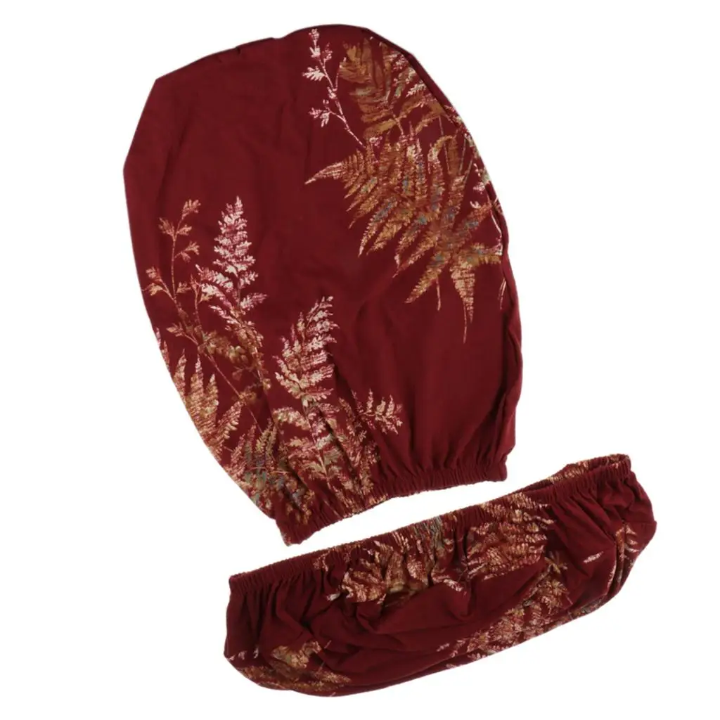 Soft Durable Stretch Office Desk Covers Floral Pattern Computer Slipcover , Leaves-Wine Red