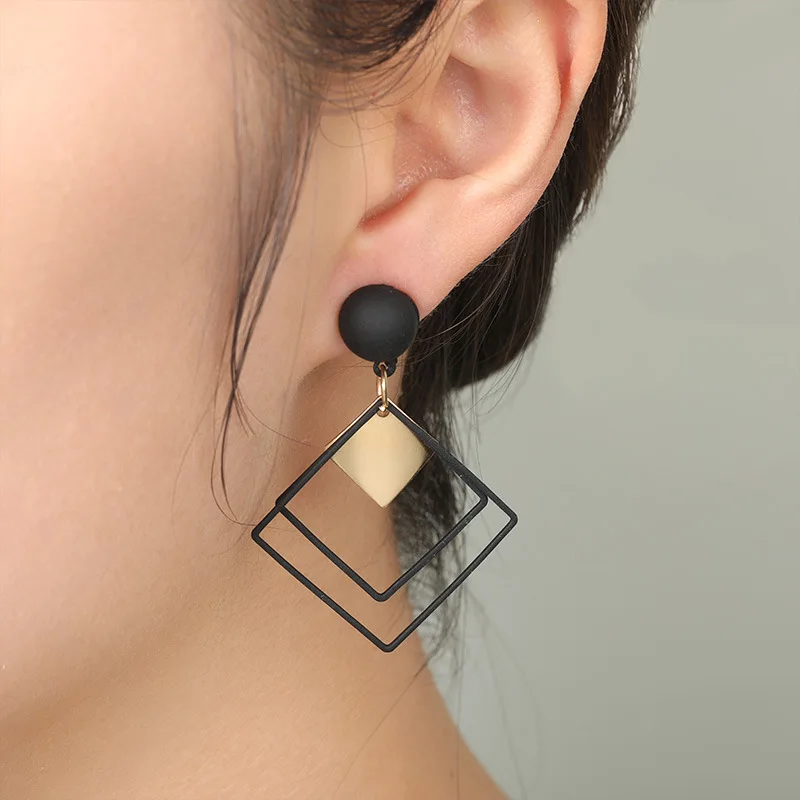 Fashion Jewelry Temperament Long Matte Pendant Earrings Korean Wild Sequins Geometric Earring Female Elegant Statement Earrings