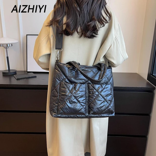 Ladies Cloud Tote Bag Solid Color Diamond Lattice Satchel Bags Versatile  with Pockets Adjustable Strap for Party Travel Work