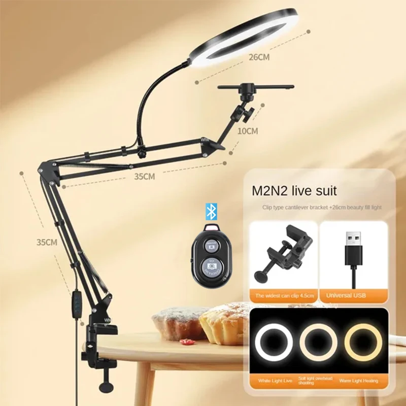 Live standaard mobiele telefoon Professionele bovenverlichting Vaste opnamecamera met instructi-opname Video Selfie Stick