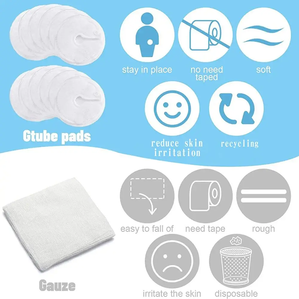 Nursing Care Cotton G Tube Pads Absorbent Washable Peg Tube Pads Reusable Feeding Tube Pads