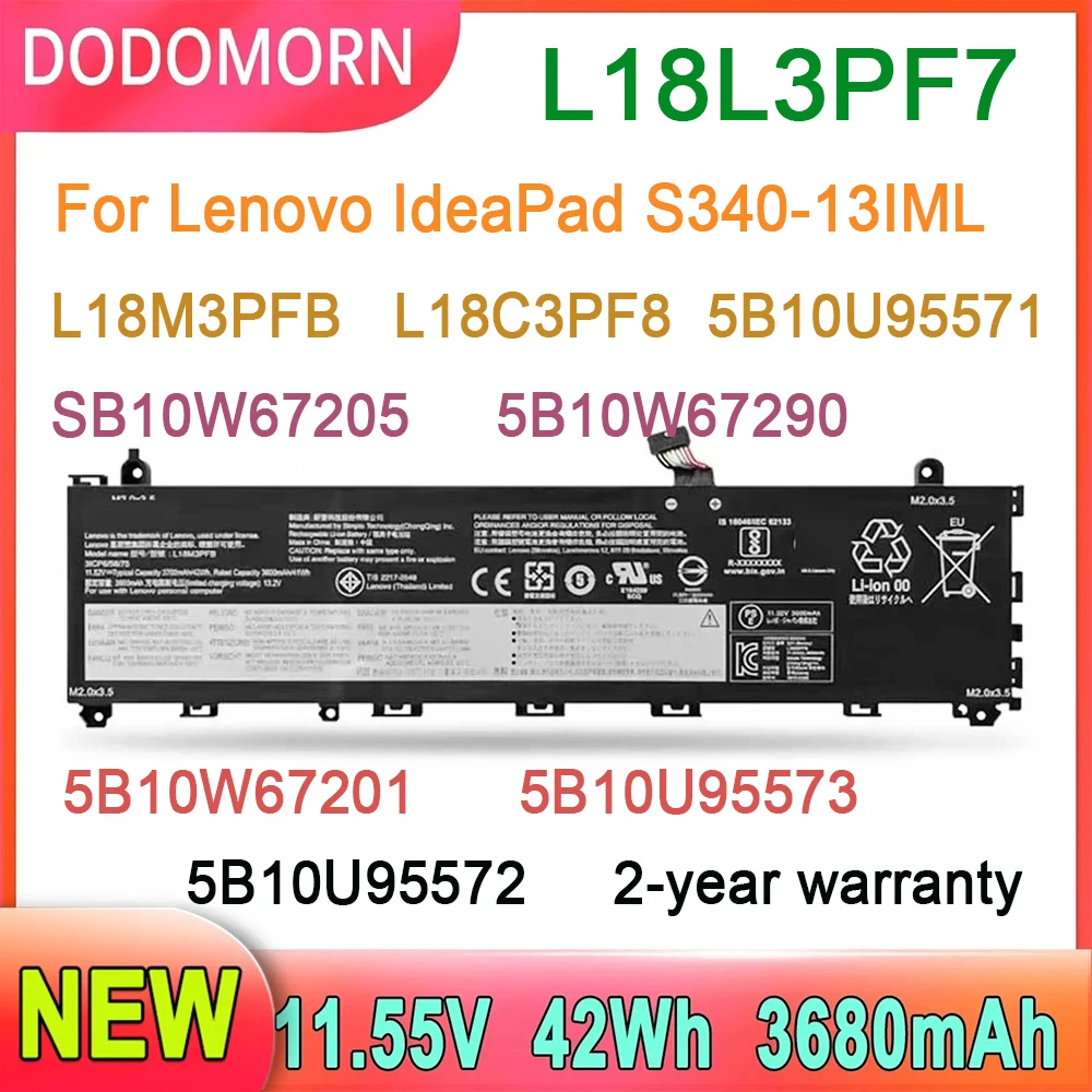 

DODOMORN L18L3PF7 Laptop Battery For Lenovo Ideapad S340-13IML Series Replace parts L18M3PFB L18C3PF8 5B10U95571 5B10W67201