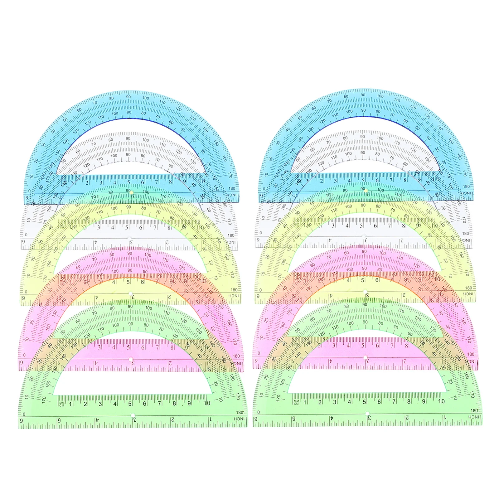 12 pezzi goniometri in plastica trasparenti semicircolari goniometri matematici da 180 gradi per studenti forniture per la misurazione dell'angolo dell'ufficio scolastico