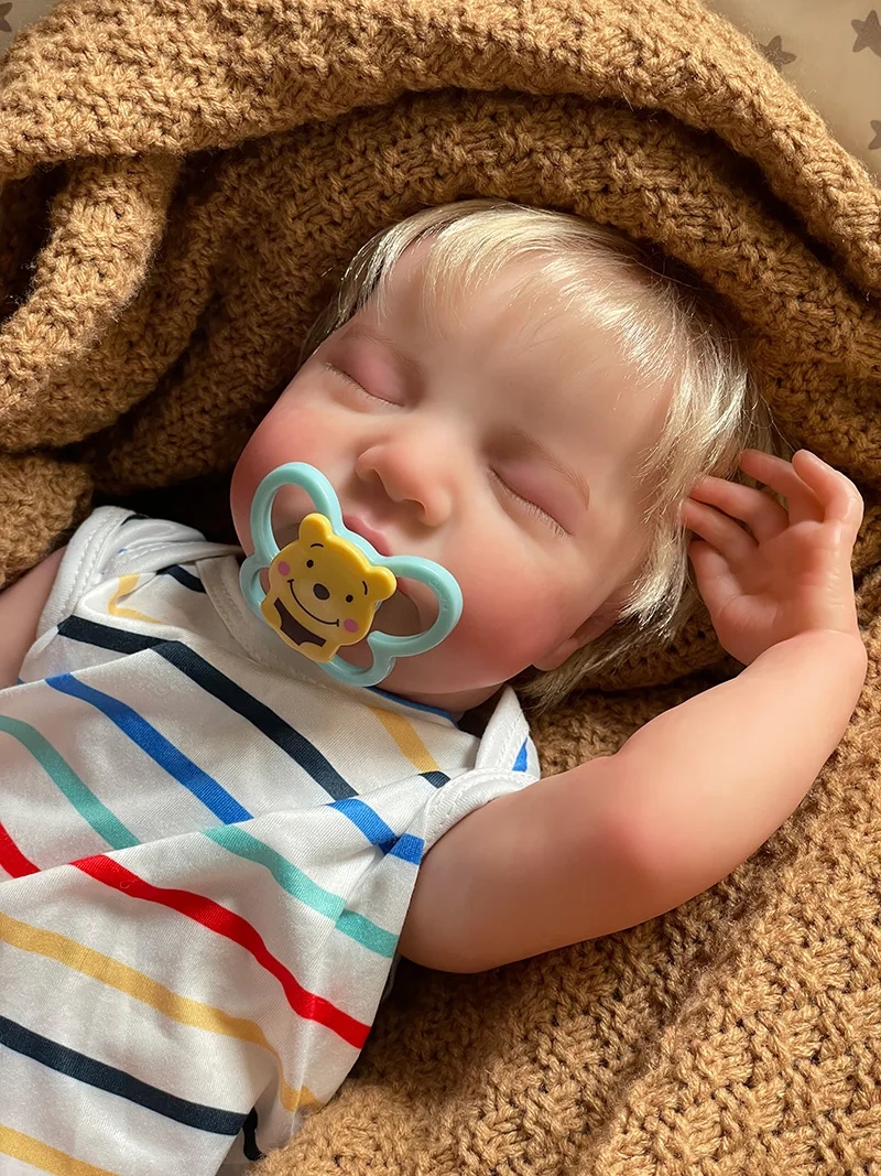 Cokela 20inch/50cm Full Body Closed Eyes Loulou Reborn Baby Doll With Rooted Hair Lifelike Newborn Baby Boy Or Girl For Choose