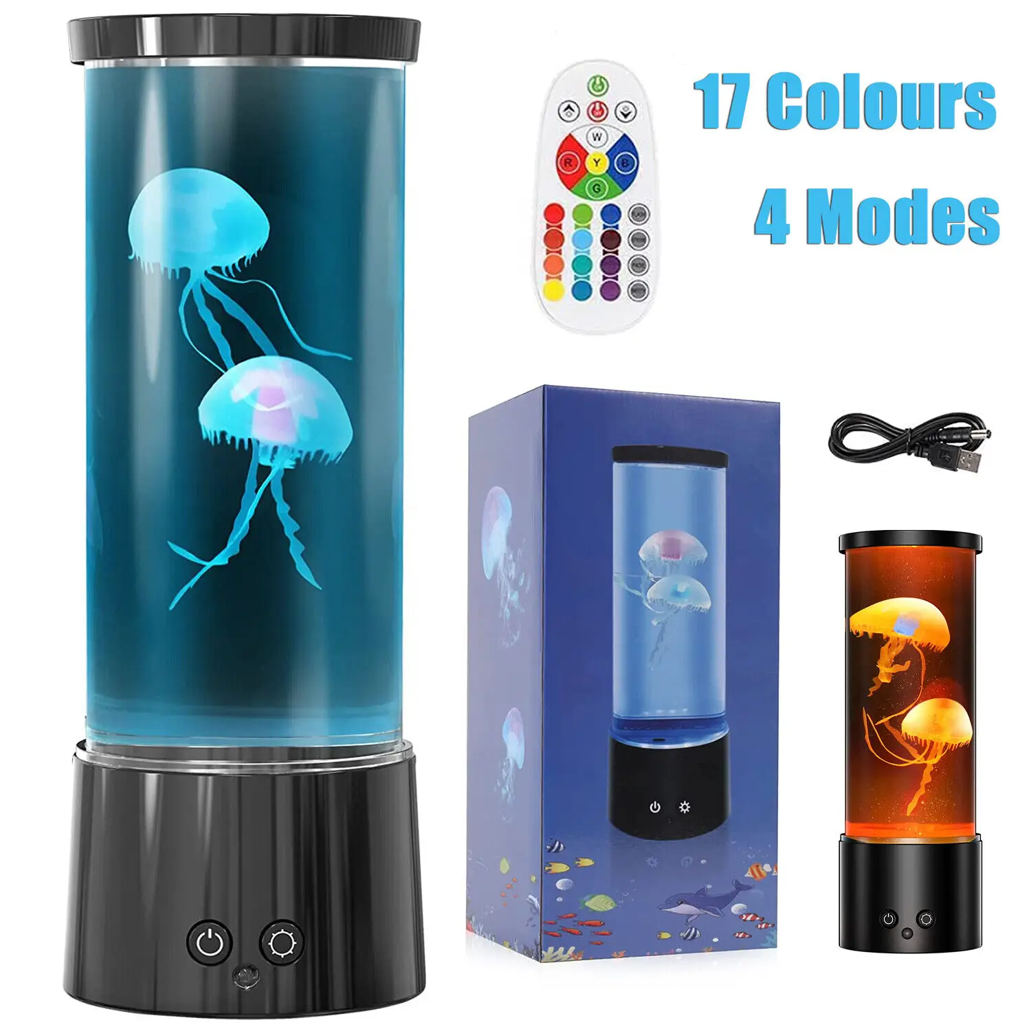 USB Jellyfish Night Light LED Color Changing Simulation Submarine Aquarium Table Bedside Lamp Electric Mood Lamp Night Light