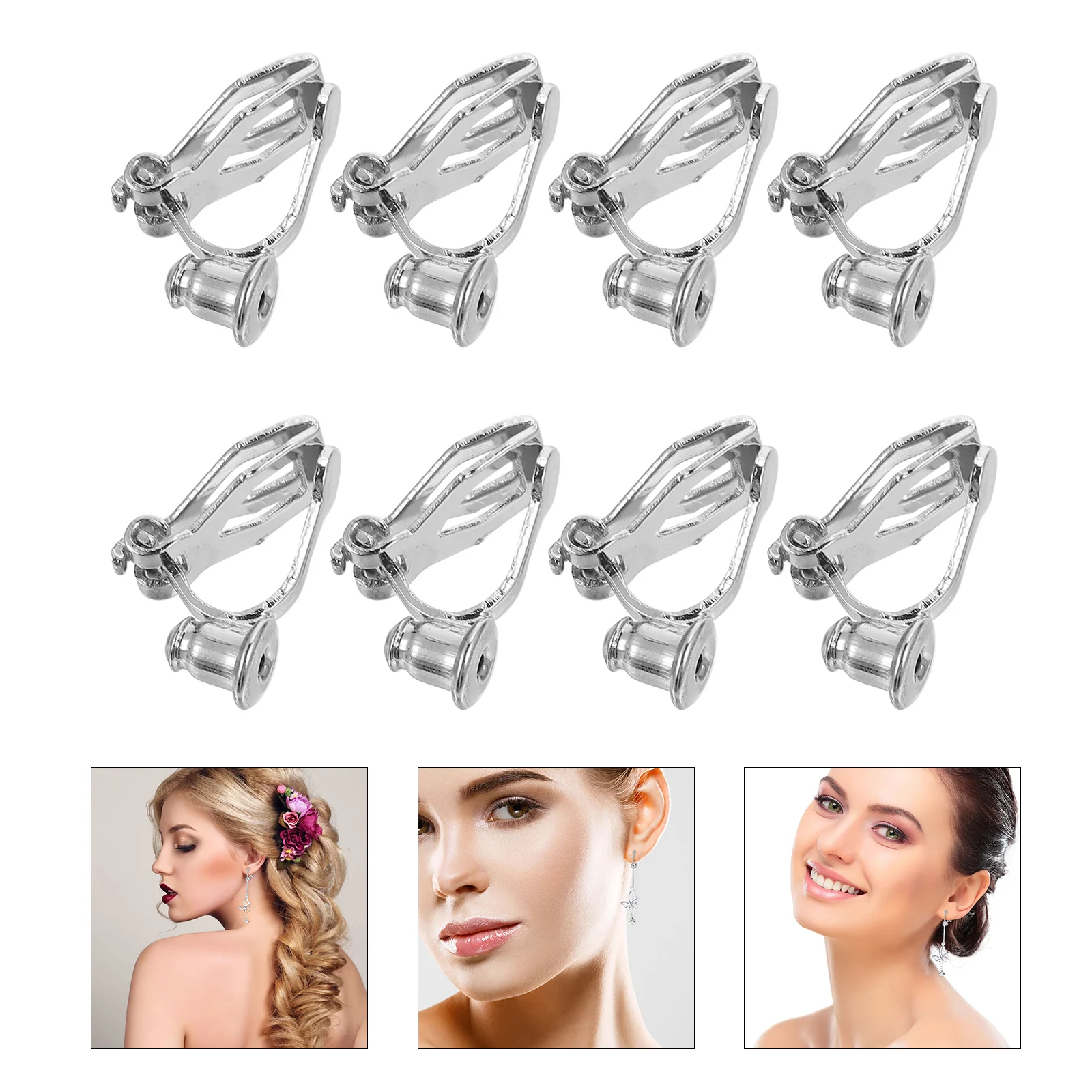 

8 Pcs Stud Earring Clip Adapter Non-Pierced Earrings Copper DIY Making Supplies Women's