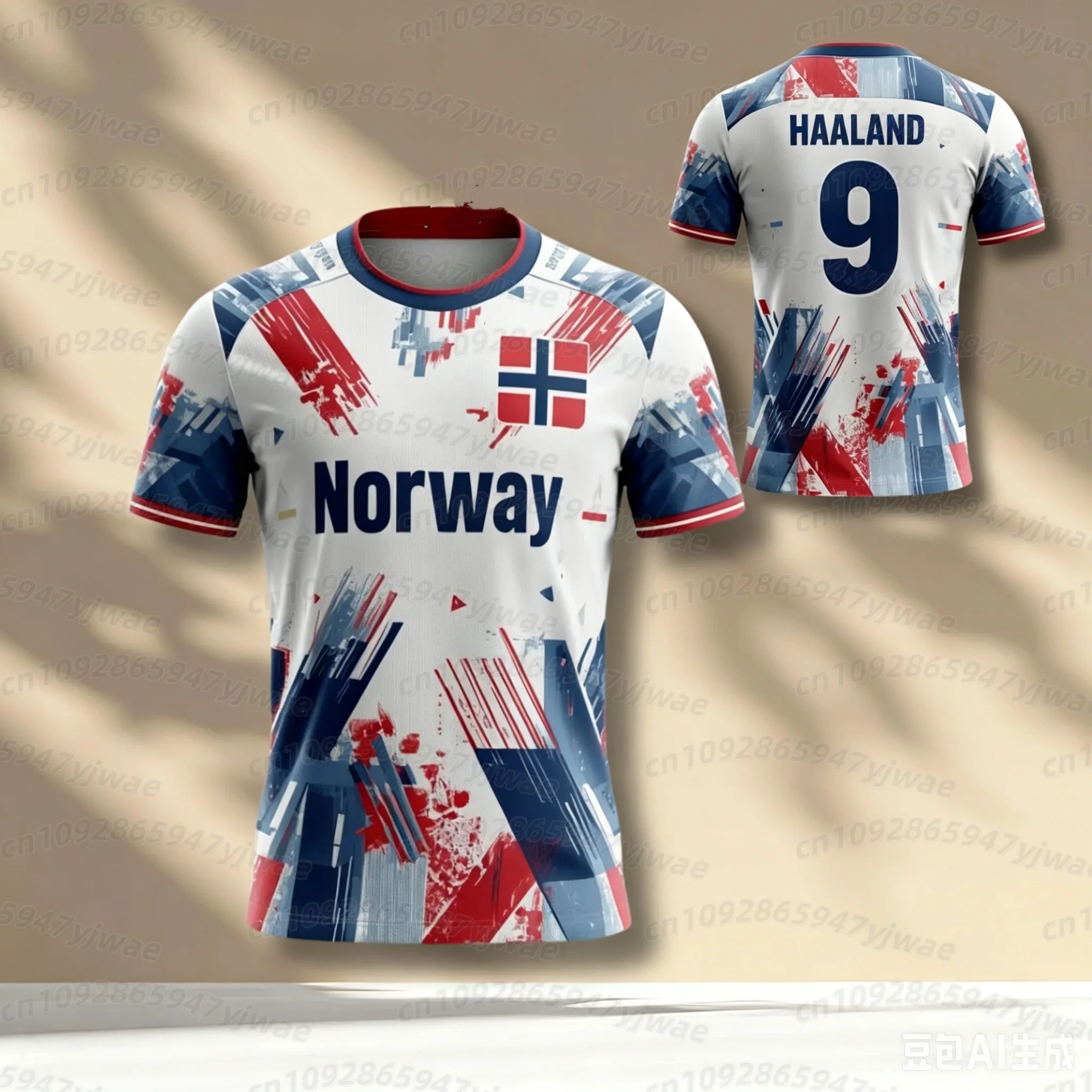 26 NORWAY FLAGJ Jersey T-Shirt Haaland NO.9 Damen-T-Shirt mit V-Ausschnitt Mexiko Fußball-Fans T-Shirt Herren Damen Schnelltrocknendes T-Shirt – Detail 8