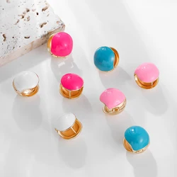 Cute Small Enamel Color Hollowed Ball Shape Hoop Earrings for Women Fashion Sweet Double Sides Ear Ring Piercing Summer Jewelry
