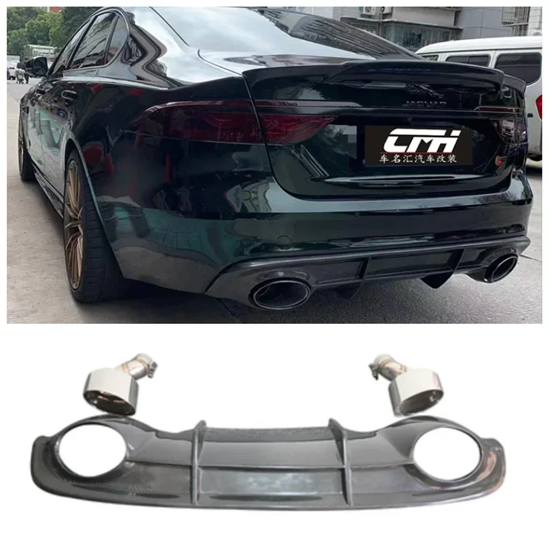 

For Jaguar XF 2016 - 2020 Real Carbon Fiber Car Trunk Bumper Lip Rear Diffuser Exhaust Spoiler Protector Cover Body Kit