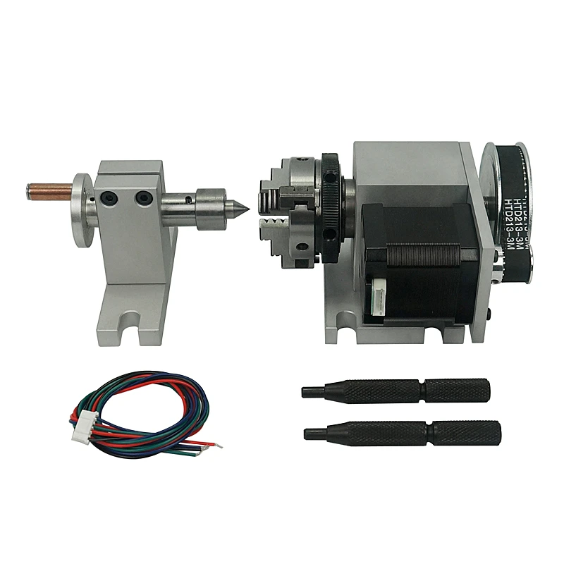 Tailstock and Rotary A Axis, 4th Axis for CNC Router Engraver Milling Machine CNC Rotary Axis Chuck 50mm Activity Tailstock