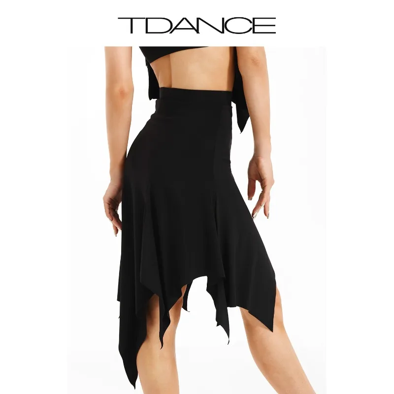 Abito da ballo latino personalizzato Abito da pratica Mezza gonna volante irregolare aggiornata Alla deriva e abbagliante per adulti GL-27