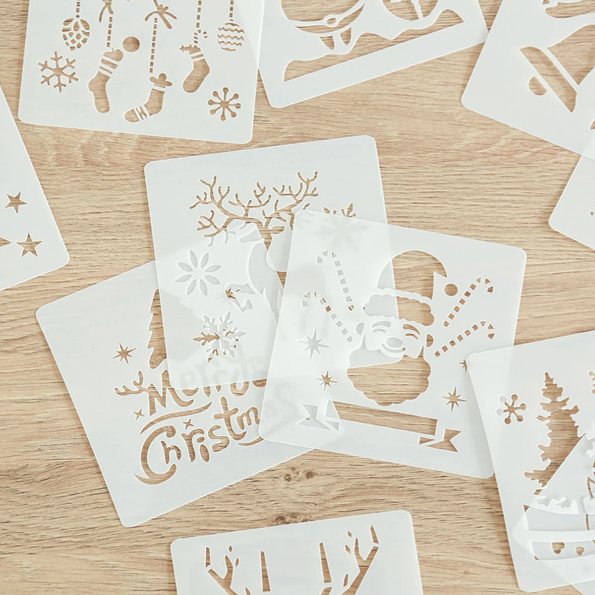 1PC Weihnachten ausgehöhlte Form Malerei Schablone, PET wasserdichtes Material, DIY Einladung, Grußkarte Dekoration Schablone