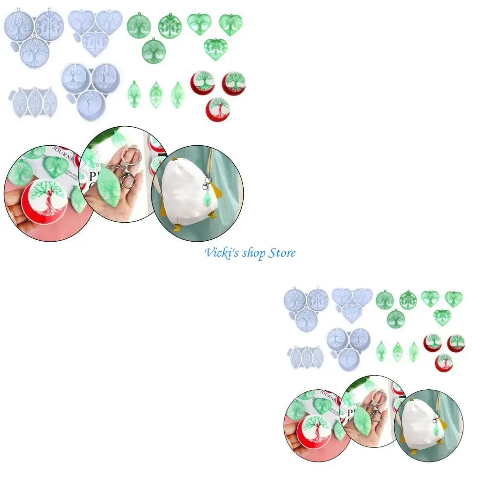 

Life Tree Keyring Mold DIY Epoxy Resin Keychain Making Molds Round Silicone Mold