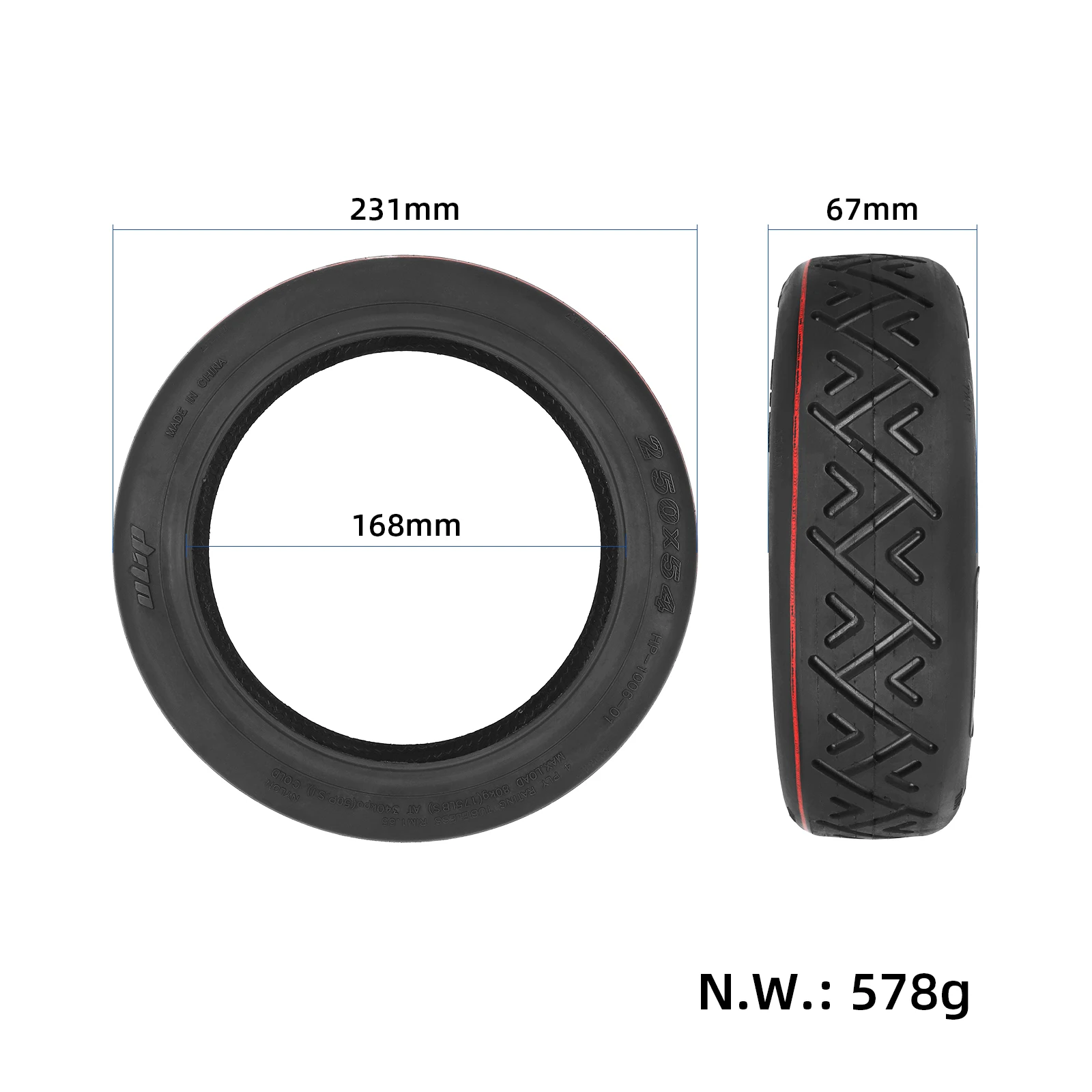 Ulip 10 Inch 250x54 Tubeless Tire Quality Durable Road Tire Parts For Xiaomi 4 Electric Scooter With Ninebot F20 F30 F40 Scooter