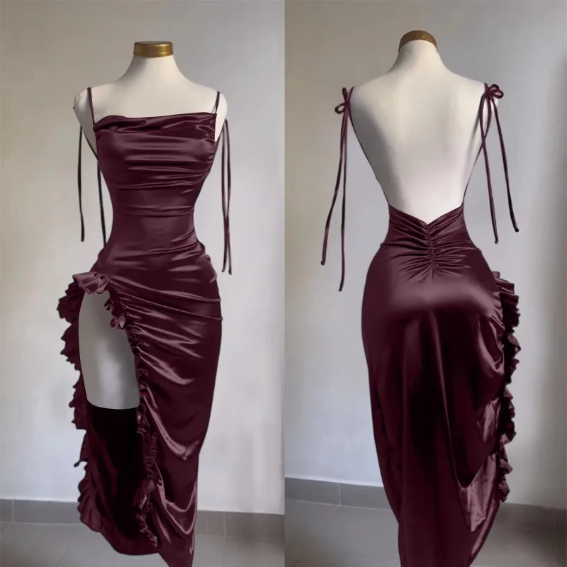Sexy Ladies Suspender Dress Summer High-end Role Play Y2k Backless Hot Girl Temptation Irregular Evening Party Gown Dress