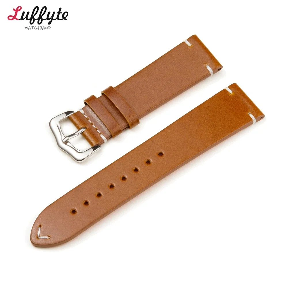 Oil Wax Genuine Leather Cowhide Watch Strap 18mm 20mm 22mm 24mm Gradient Color Retro Men Women Business Watchband