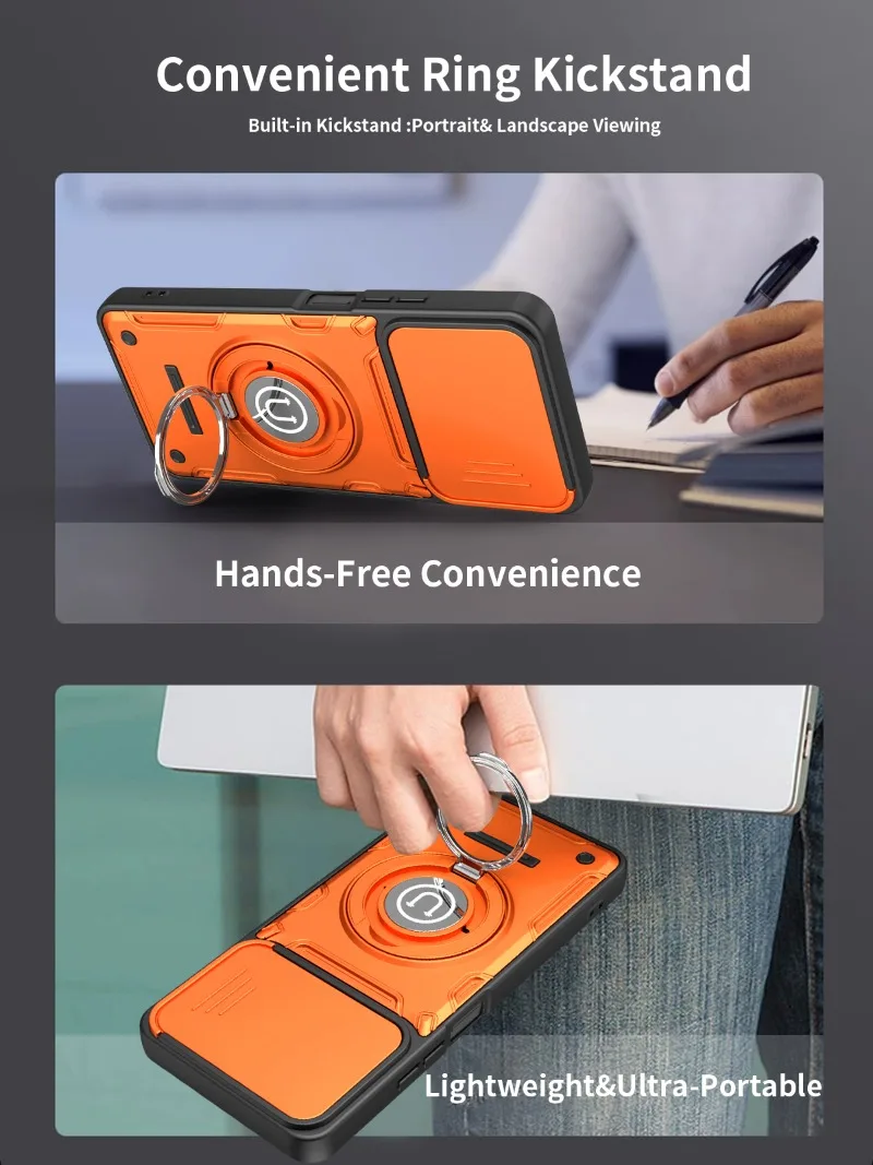 Armor Shockproof Hard Case For Huawei Honor 600 E Lite X80i Honor 500 Smart Slide Lens Protection Magnetic Ring Holder Cover view 3