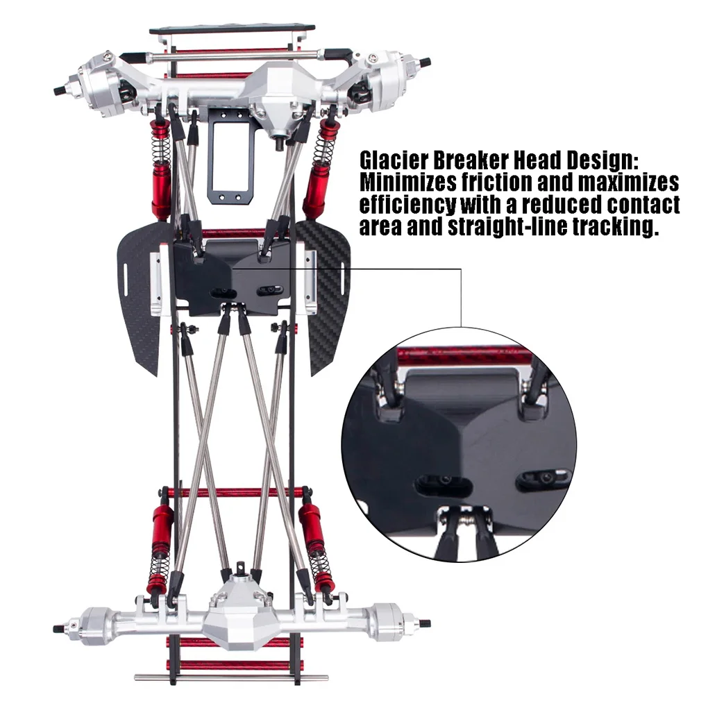 Kit de bricolaje sin montar con chasis LCG para 1/10 RC Crawlers SCX10 Capra VS4-10 con soporte Servo Skid Delrin Compatible con Gravi central bajo