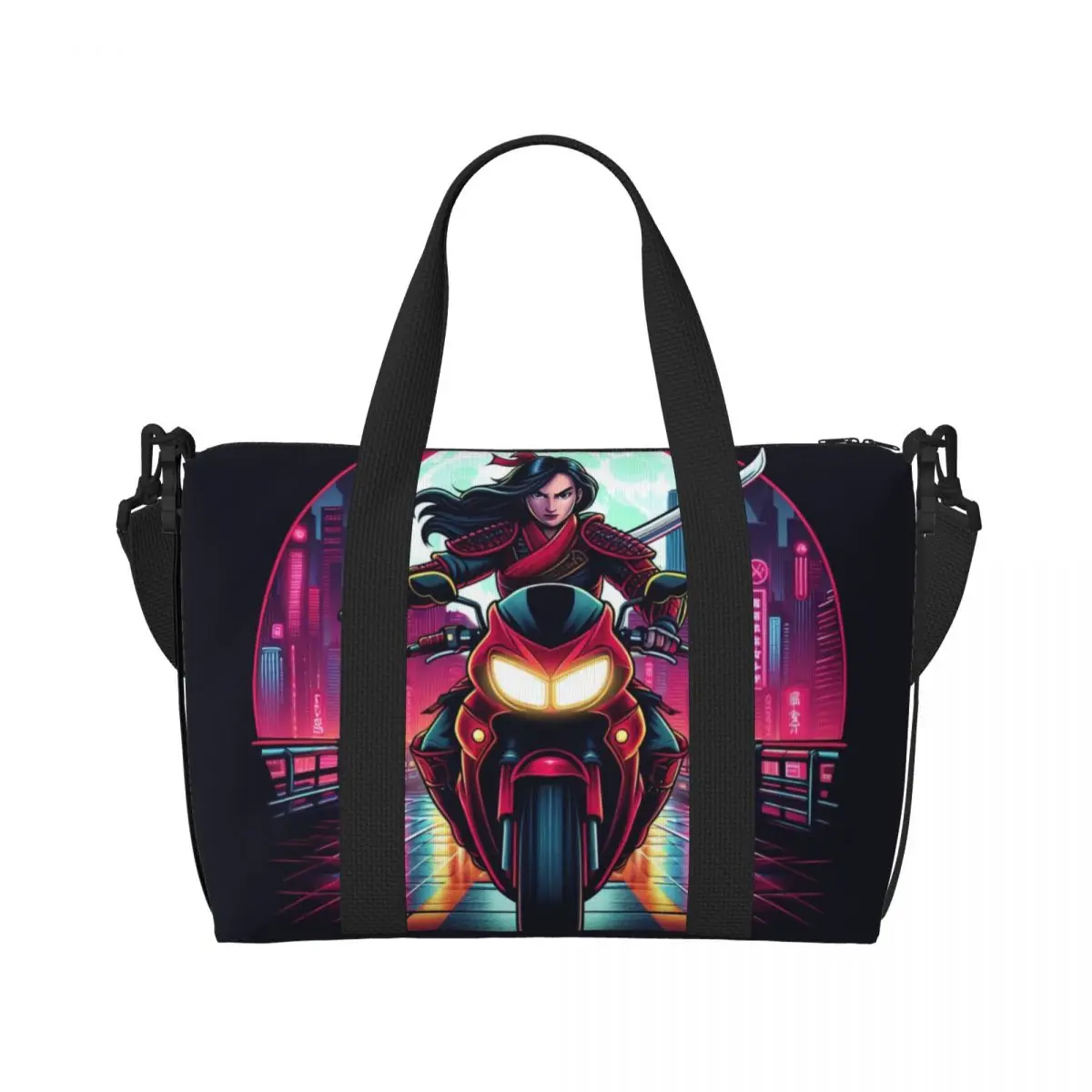 Custom Mulan Cycling Tote Bag Women Large Capacity Gym Beach Shoulder Travel Bag