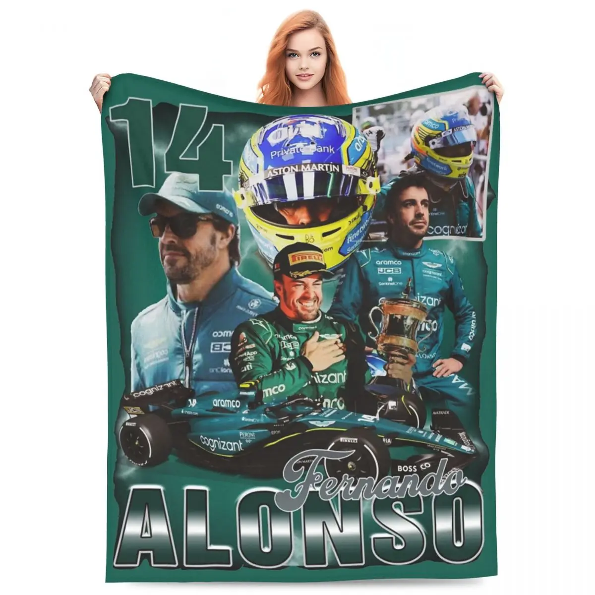 

Vintage Fernando Alonso Blanket Fleece Printed Cozy Soft Throw Blankets for Home Office Plush Thin Quilt