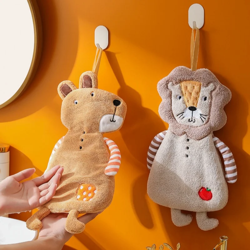 

Cute Hand Towel Bathroom Hanging Towels Cartoon Animal Towels Absorbent Kitchen Dishcloths Kids Bathing Towel