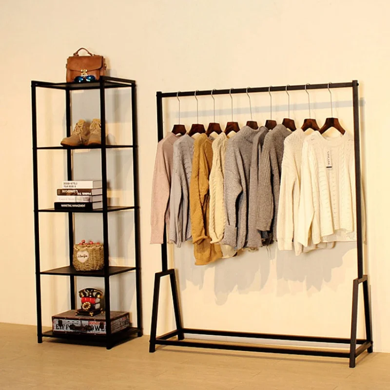 Wall Mounted Vestuário Display Rack, Boutique Stand, Retail Garment Store, Design de interiores, Preto