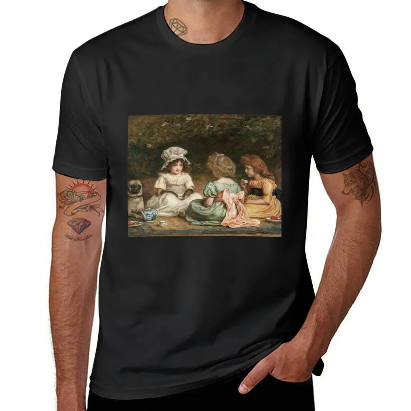 John Everett Millais - Afternoon Tea (The Gossips) T-Shirt customizeds cute tops plain t shirts men