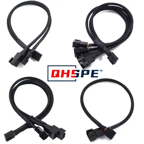 Black Boot 27cm Extension Cable Connector Pwm Extension Cable New 4-Pin Pwm Fan Cable 1 to 4/3/2/1 Way Splitter