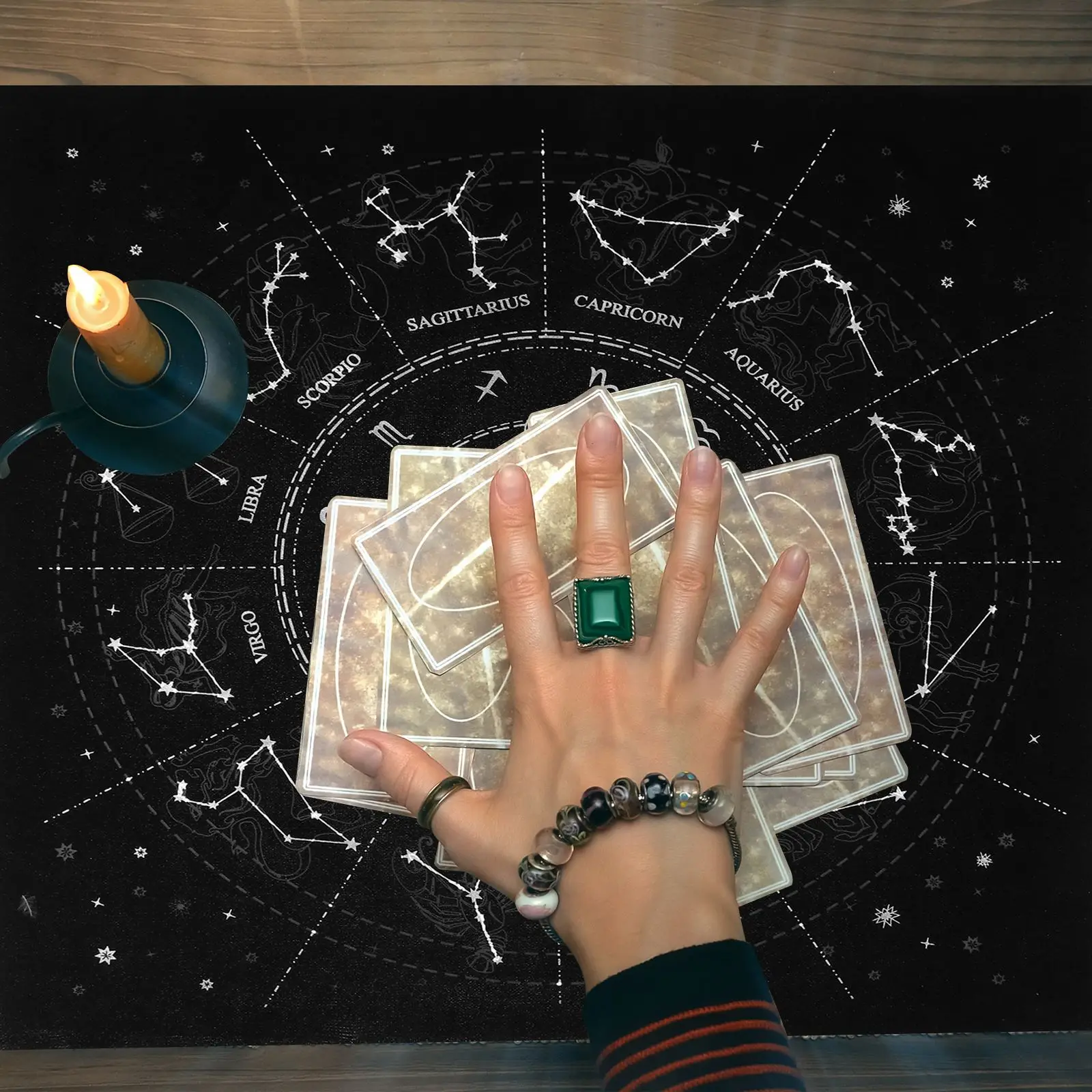 1pc Constellations Tarot Card Tablecloth Velvet Divination Altar Cloth Board Game Fortune Astrology Oracle Card Pad Tarot Decks