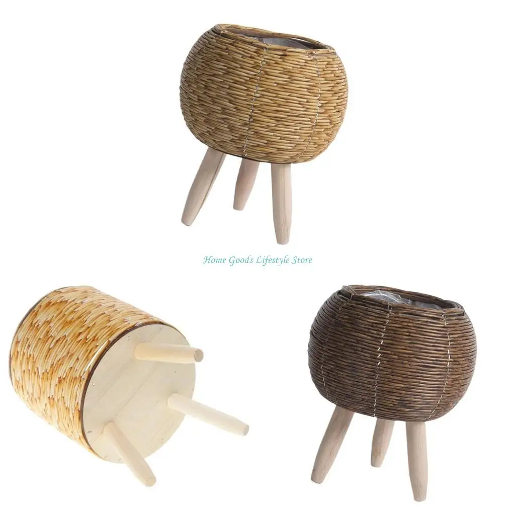 

E74E Handwoven Flowers Basket Handwoven Storage Basket Flowers Baskets Plant Pots Bonsais Succulents Container Decorations