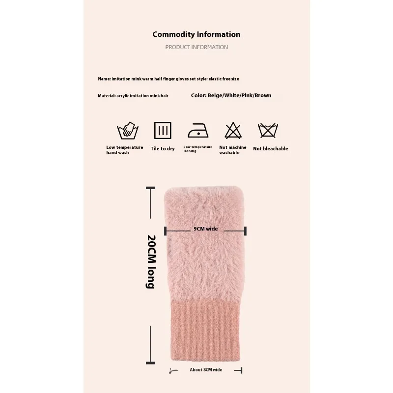 Winter Knit Fingerless Gloves Women Fleece Lined Thermal Keep Warm Touchscreen Half Finger Gloves Outdoor Writing Cold Weather