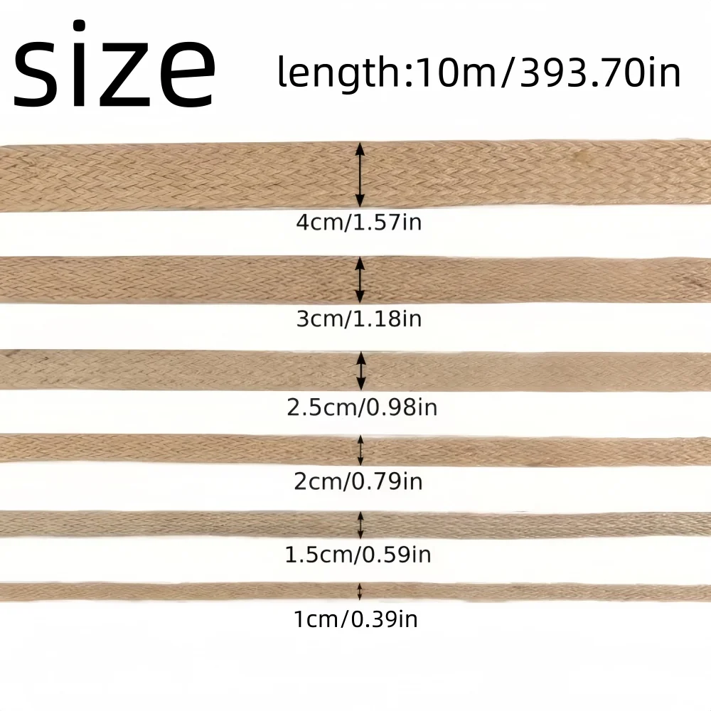 1pc 10M Flat Braided Jute Cords Burlap Ribbon Handmade DIY Craft Supplies Natural Hemp Rope Twine String Ribbon for Home Decor ﻿