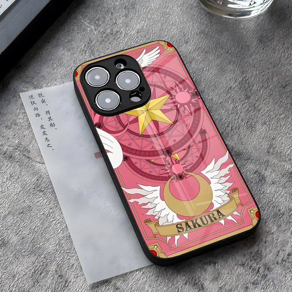 Card Captor SAKURA Cartoon Phone Case For IPhone 13 Pro Max 14 Plus 12 Mini 11 15 X XR XS 8 7 Plus SE Tempered Glass Back Cover