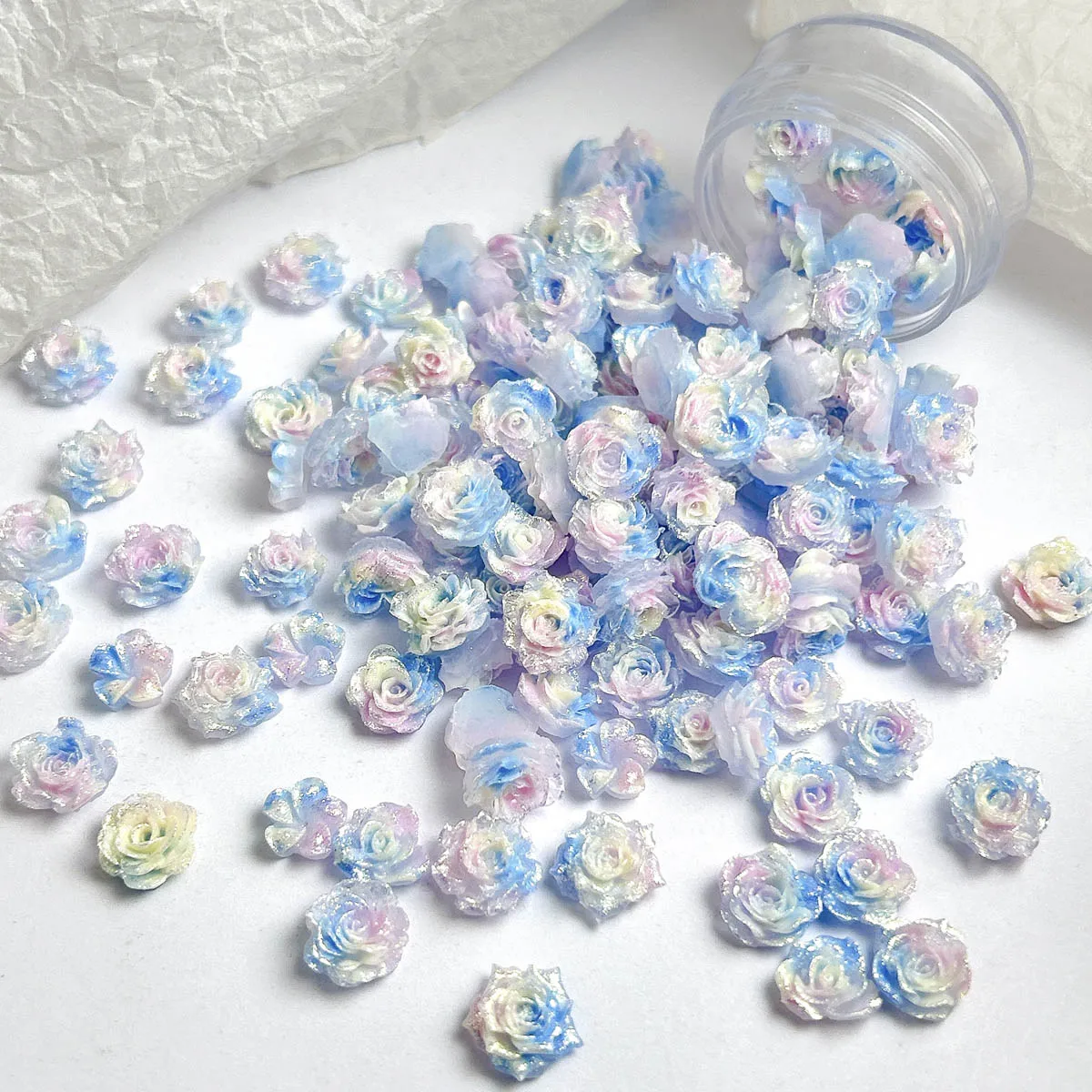 Fleurs en résine tricolores de rêve minimalistes, décorations pour Nail Art, créatif, lumineux, doux, cœur, fleur, Rose, Lotus, breloques pour ongles, DIY