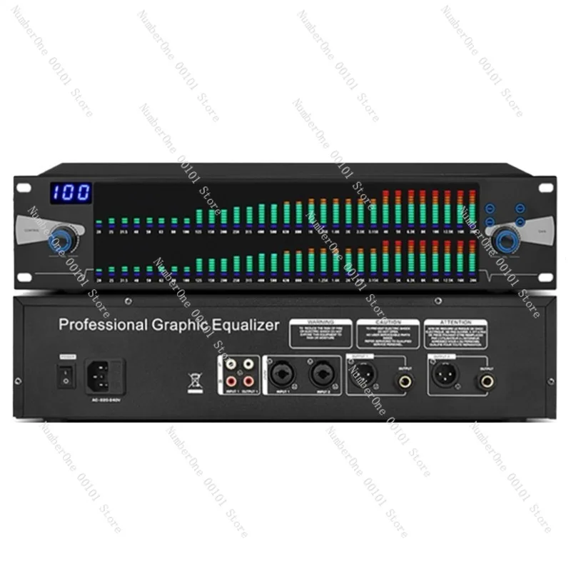 Dual 31-Band Digital Equalizer with Peak Limiter Function for High, Medium, and Low Tone Adjustment EQ Equalization