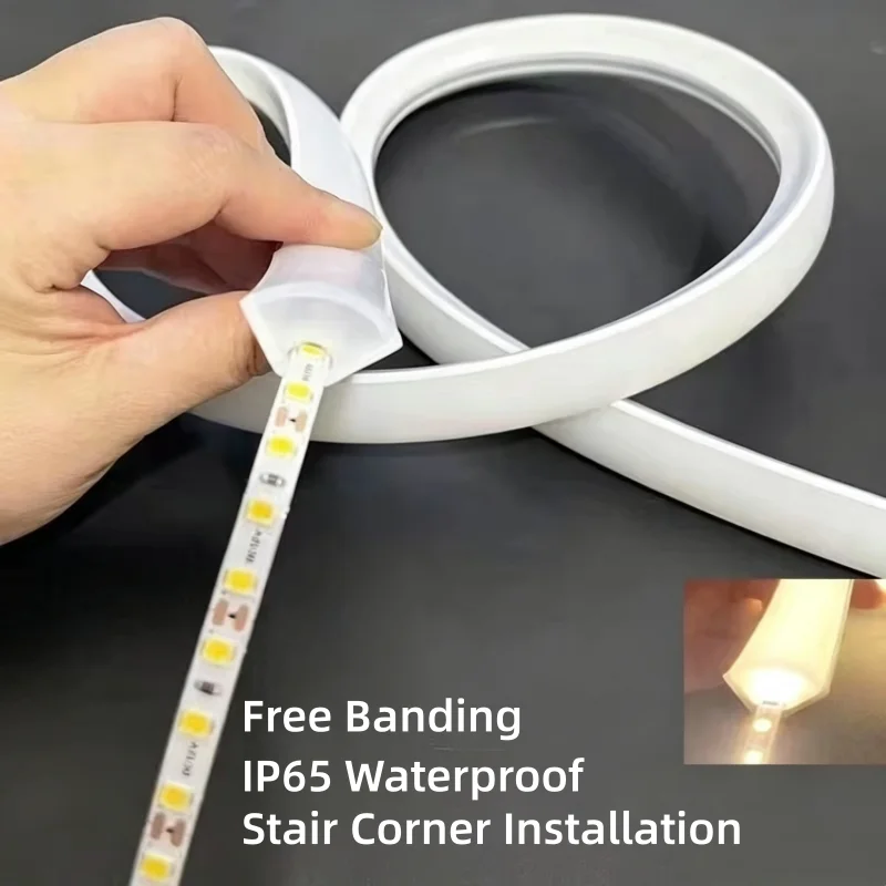 V Type Silicone LED Strip Light 90 Degree Corner Flexible Side Glow LED Tape Indoor Outdoor Waterproof Bendable Linear Lamp 12V